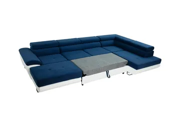 Reginia 4-sits U-formad Hörnbäddsoffa med Förvaring i Tyg - Krämvit - Möbler - Soffa - Bäddsoffa