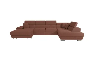Reginia 4-sits U-formad Hörnbäddsoffa med Förvaring i Tyg - Terrakotta - Möbler - Soffa - Bäddsoffa
