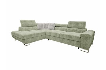 Reginia 4-sits Vänster Hörnbäddsoffa 125x195 cm med Förvaring i Chenille - Grön - Möbler - Soffa - Bäddsoffa