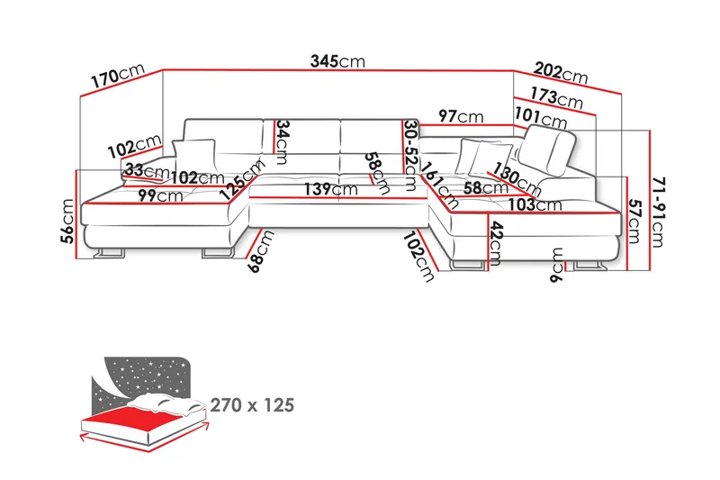 Reginia Bäddsoffa m. Divan och Schäslong 4-sits - Grön - Möbler - Soffa - Bäddsoffa
