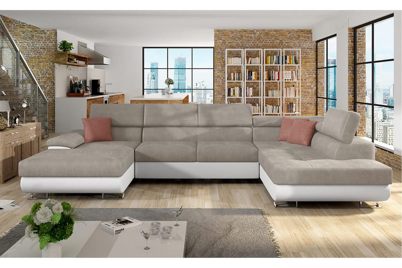 Reginia Bäddsoffa m. Divan och Schäslong Förvaring 4-sits - Beige - Möbler - Soffa - Bäddsoffa