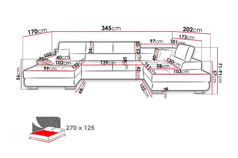 Reginia Bäddsoffa m. Divan och Schäslong Förvaring 4-sits - Brun - Möbler - Soffa - Bäddsoffa