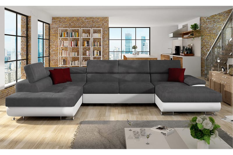 Reginia Bäddsoffa m. Divan och Schäslong Förvaring 4-sits - Grå - Möbler - Soffa - Bäddsoffa