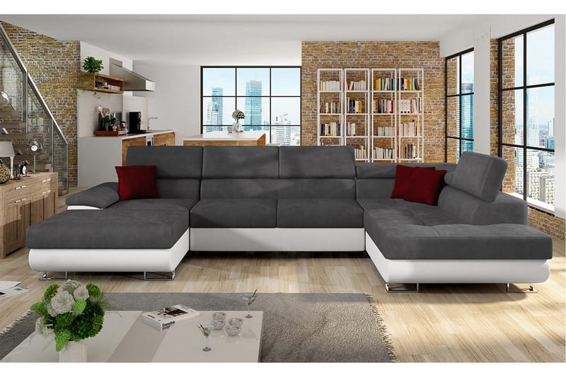 Reginia Bäddsoffa m. Divan och Schäslong Förvaring 4-sits - Grå - Möbler - Soffa - Bäddsoffa