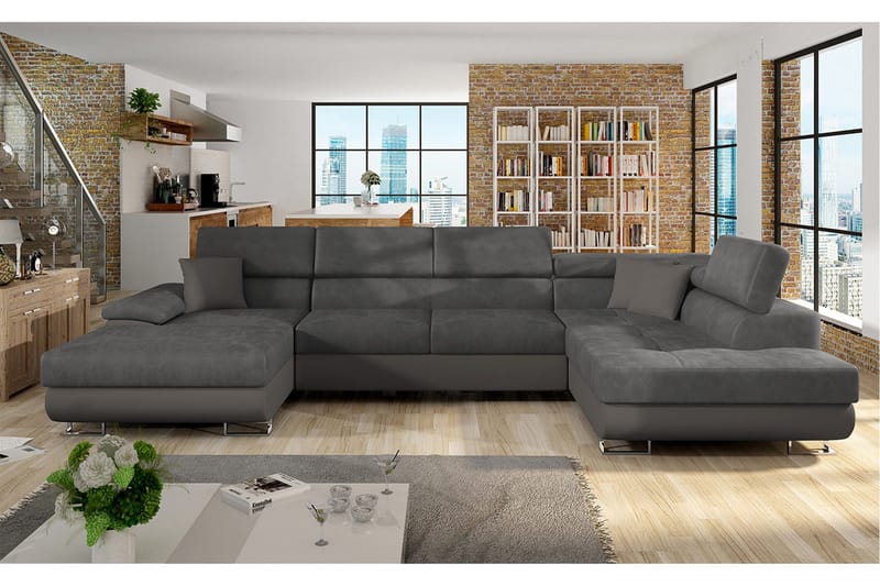 Reginia Bäddsoffa m. Divan och Schäslong Förvaring 4-sits - Grå - Möbler - Soffa - Bäddsoffa