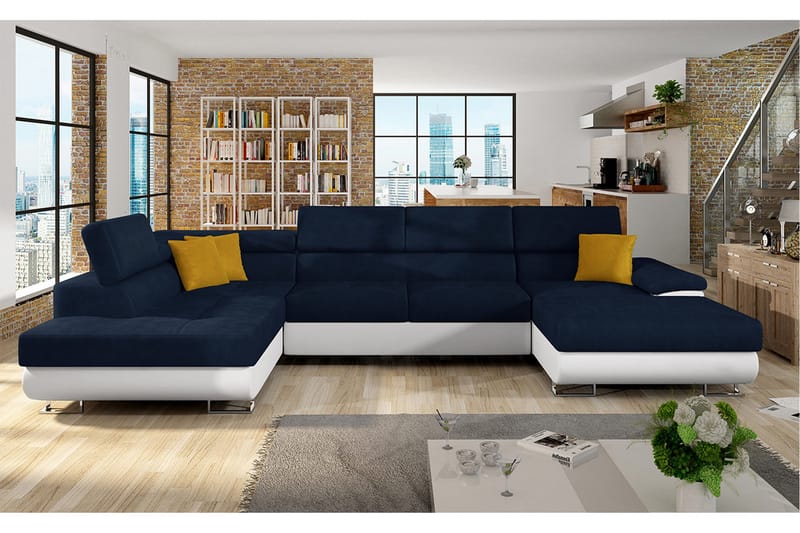 Reginia Bäddsoffa m. Divan och Schäslong Förvaring 4-sits - Mörkblå - Möbler - Soffa - Bäddsoffa