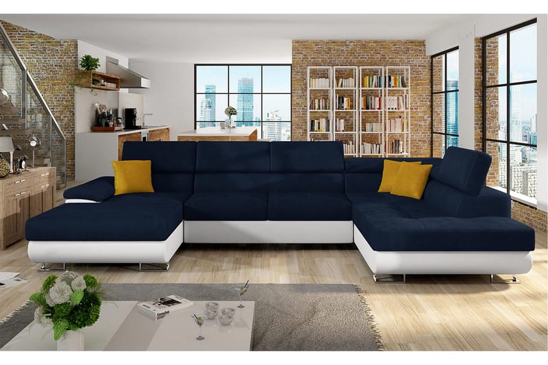 Reginia Bäddsoffa m. Divan och Schäslong Förvaring 4-sits - Mörkblå - Möbler - Soffa - Bäddsoffa