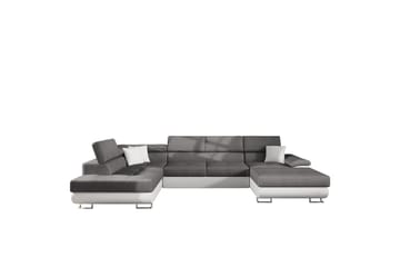 Reginia Bäddsoffa med Divan och Schäslong 4-sits i Konstläder - Vit/Grå - Möbler - Soffa - Bäddsoffa