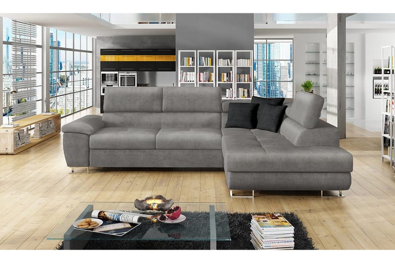 Reginia Hörnsoffa Höger - Grå - Möbler - Soffa - Bäddsoffa