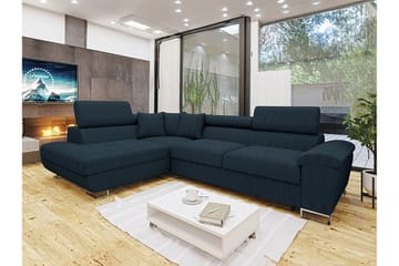 Reginia Vänstervänd Hörnbäddsoffa 125x195 cm med Förvaring i Manchestertyg - Blå - Möbler - Soffa - Bäddsoffa