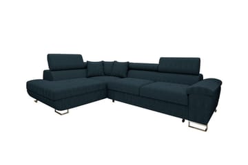 Reginia Vänstervänd Hörnbäddsoffa 125x195 cm med Förvaring i Manchestertyg - Blå - Möbler - Soffa - Bäddsoffa