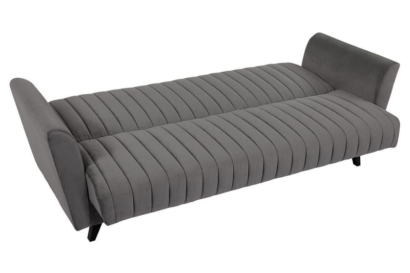 Rigberg 3-sits Kanalstickad Djup Bäddsoffa med Förvaring i Tyg - Grå - Möbler - Soffa - Bäddsoffa