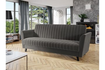 Rigberg 3-sits Kanalstickad Djup Bäddsoffa med Förvaring i Tyg - Grå - Möbler - Soffa - Bäddsoffa