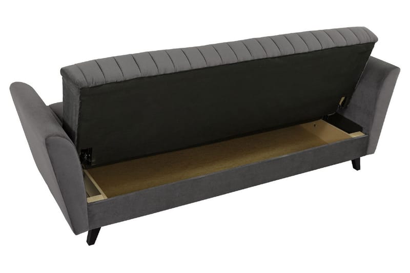 Rigberg 3-sits Kanalstickad Djup Bäddsoffa med Förvaring i Tyg - Grå - Möbler - Soffa - Bäddsoffa
