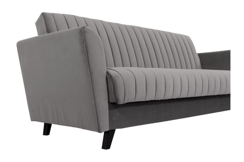Rigberg 3-sits Kanalstickad Djup Bäddsoffa med Förvaring i Tyg - Grå - Möbler - Soffa - Bäddsoffa