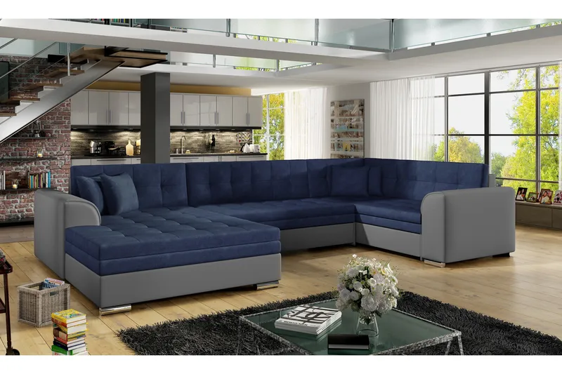 Rineta Bäddsoffa med Dubbeldivan - Blå/Grå - Möbler - Soffa - Bäddsoffa