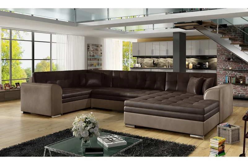 Rineta Bäddsoffa med Dubbeldivan - Brun - Möbler - Soffa - Bäddsoffa