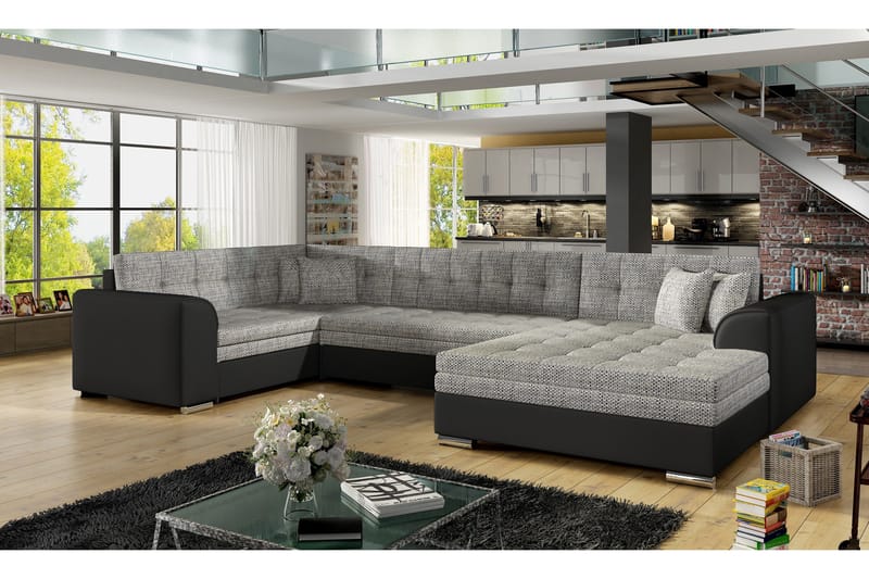 Rineta Bäddsoffa med Dubbeldivan - Grå/Svart - Möbler - Soffa - Bäddsoffa