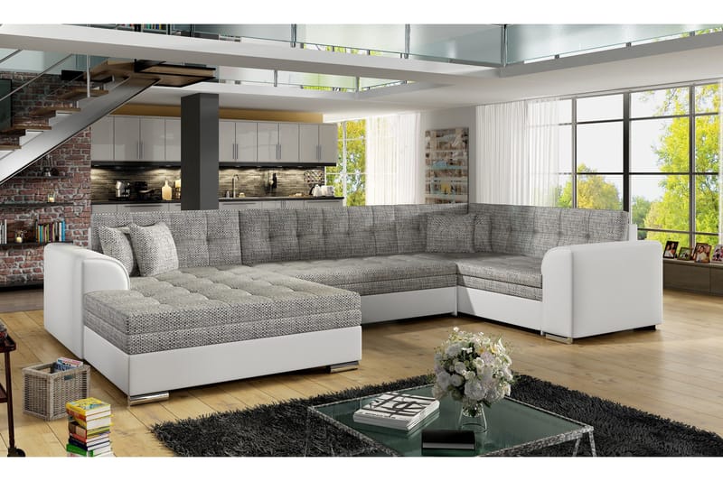 Rineta Bäddsoffa med Dubbeldivan - Grå/Vit - Möbler - Soffa - Bäddsoffa