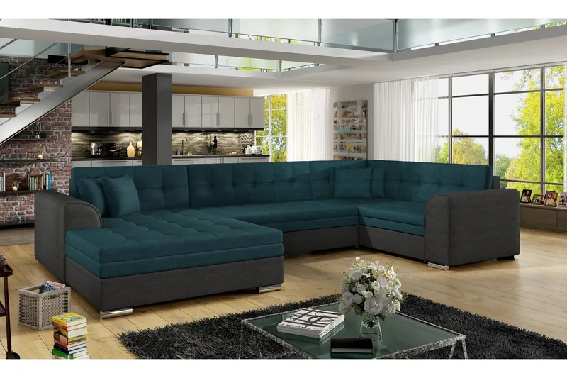 Rineta Bäddsoffa med Dubbeldivan - Grön/Grå - Möbler - Soffa - Bäddsoffa