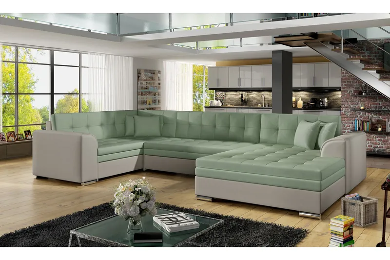 Rineta Bäddsoffa med Dubbeldivan - Grön/Grå - Möbler - Soffa - Bäddsoffa