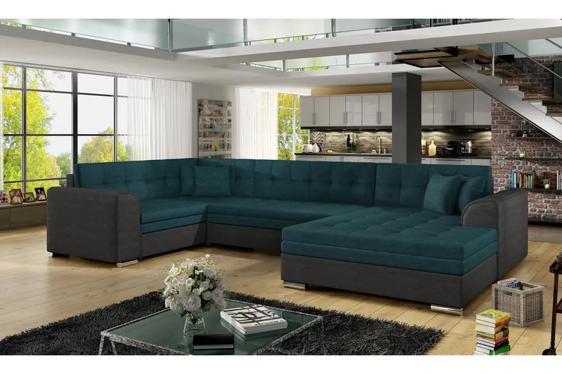 Rineta Bäddsoffa med Dubbeldivan - Grön/Grå - Möbler - Soffa - Bäddsoffa