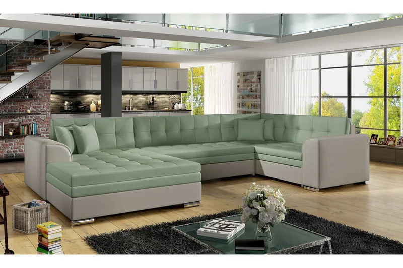 Rineta Bäddsoffa med Dubbeldivan - Grön/Grå - Möbler - Soffa - Bäddsoffa