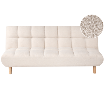 Risor Längsbäddad Fällbar Bäddsoffa 112x190 cm i Boucle - Vit - Möbler - Soffa - Bäddsoffa - Bäddsoffa 2 sits