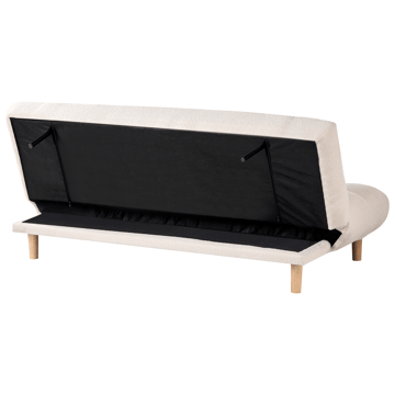 Risor Längsbäddad Fällbar Bäddsoffa 112x190 cm i Boucle - Vit - Möbler - Soffa - Bäddsoffa - Bäddsoffa 2 sits