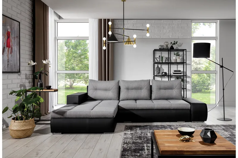 Rodeche 3-sits Bäddsoffa m. Divan med Förvaring - Ljusgrå - Möbler - Soffa - Bäddsoffa