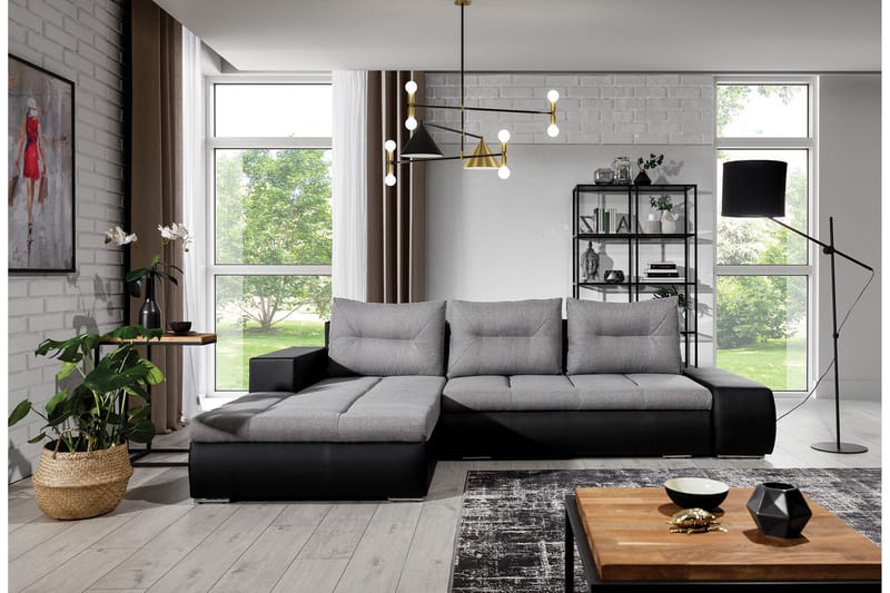 Rodeche 3-sits Bäddsoffa m. Divan med Förvaring - Ljusgrå - Möbler - Soffa - Bäddsoffa