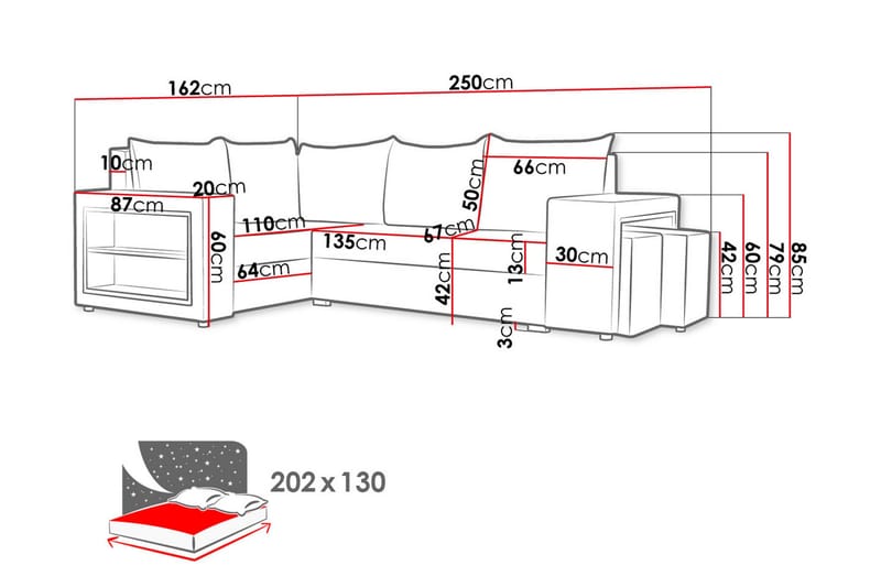 Roma M Hörnbäddsoffa - Brun - Möbler - Soffa - Bäddsoffa