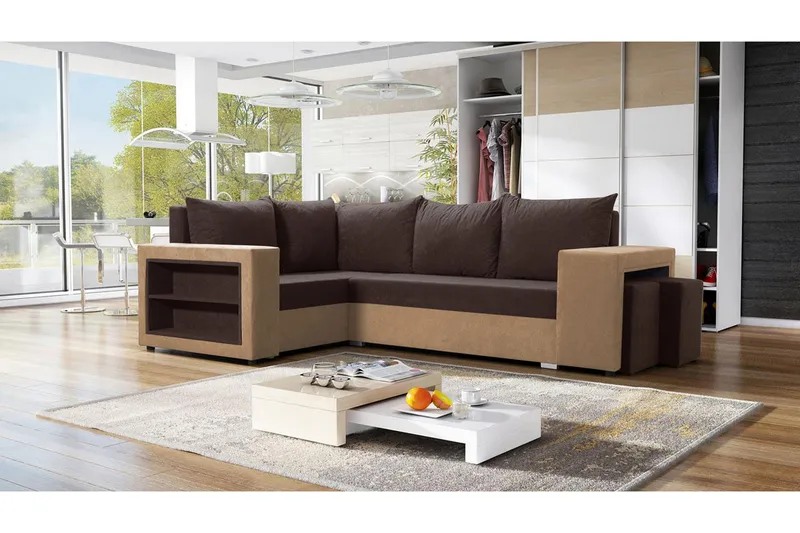 Roma M Hörnbäddsoffa - Brun - Möbler - Soffa - Bäddsoffa