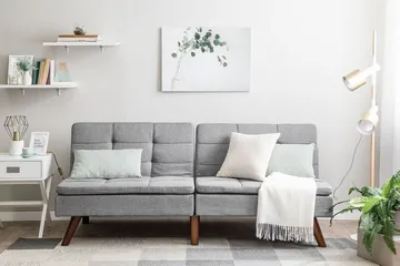 Ronne 2-sits Bäddbar Rektangulär Bäddsoffa i Tyg med Träben - Grå - Möbler - Soffa - Bäddsoffa