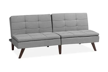 Ronne 2-sits Bäddbar Rektangulär Bäddsoffa i Tyg med Träben - Grå - Möbler - Soffa - Bäddsoffa
