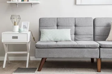 Ronne 2-sits Bäddbar Rektangulär Bäddsoffa i Tyg med Träben - Grå - Möbler - Soffa - Bäddsoffa