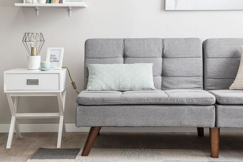 Ronne 2-sits Bäddbar Rektangulär Bäddsoffa i Tyg med Träben - Grå - Möbler - Soffa - Bäddsoffa