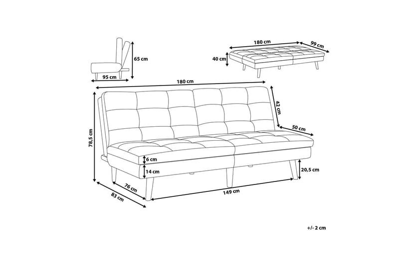 Ronne Bäddsoffa 180 cm - Grå - Bäddsoffa - Bäddsoffa 3 sits