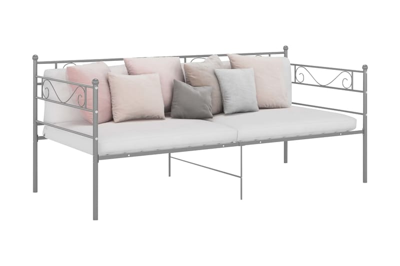 Sängram bäddsoffa grå metall 90x200 cm - Grå - Möbler - Soffa - Bäddsoffa