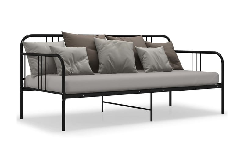 Sängram bäddsoffa svart metall 90x200 cm - Svart - Bäddsoffa