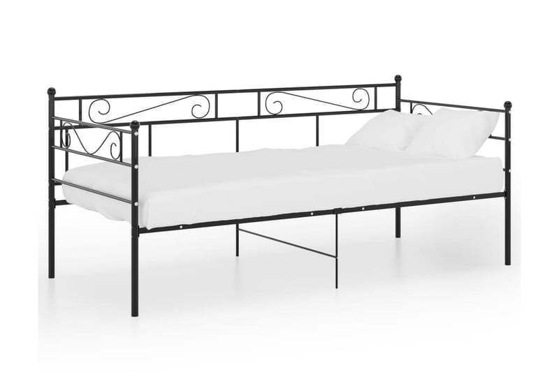 Sängram bäddsoffa svart metall 90x200 cm - Svart - Bäddsoffa