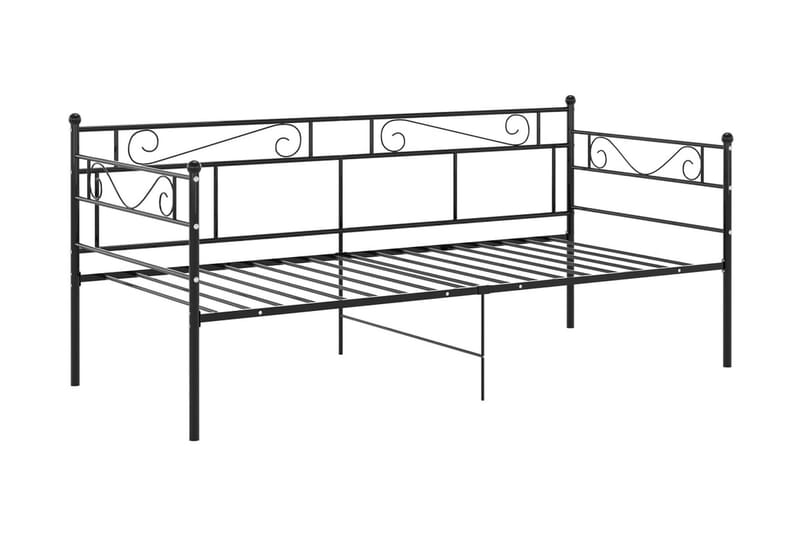 Sängram bäddsoffa svart metall 90x200 cm - Svart - Bäddsoffa