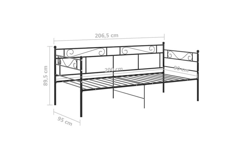 Sängram bäddsoffa svart metall 90x200 cm - Svart - Bäddsoffa