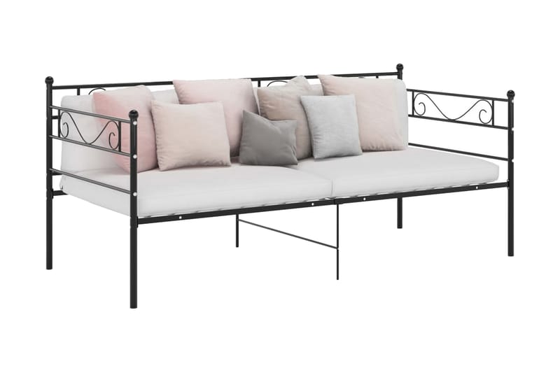 Sängram bäddsoffa svart metall 90x200 cm - Svart - Bäddsoffa