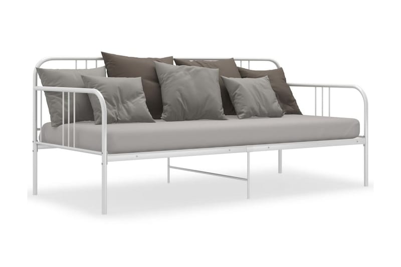 Sängram bäddsoffa vit metall 90x200 cm - Vit - Bäddsoffa