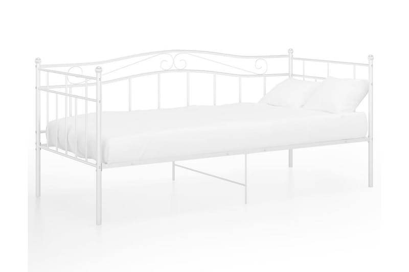 Sängram bäddsoffa vit metall 90x200 cm - Vit - Bäddsoffa