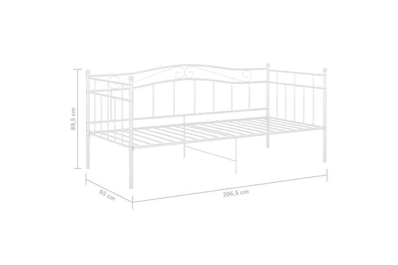 Sängram bäddsoffa vit metall 90x200 cm - Vit - Bäddsoffa