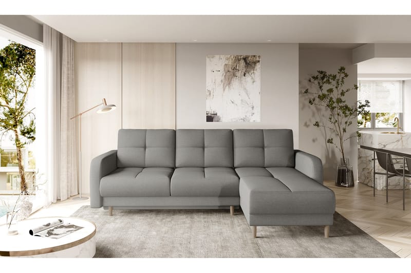 Saimon Bäddsoffa m. Divan med Förvaring 3-sits - Grå - Möbler - Soffa - Bäddsoffa