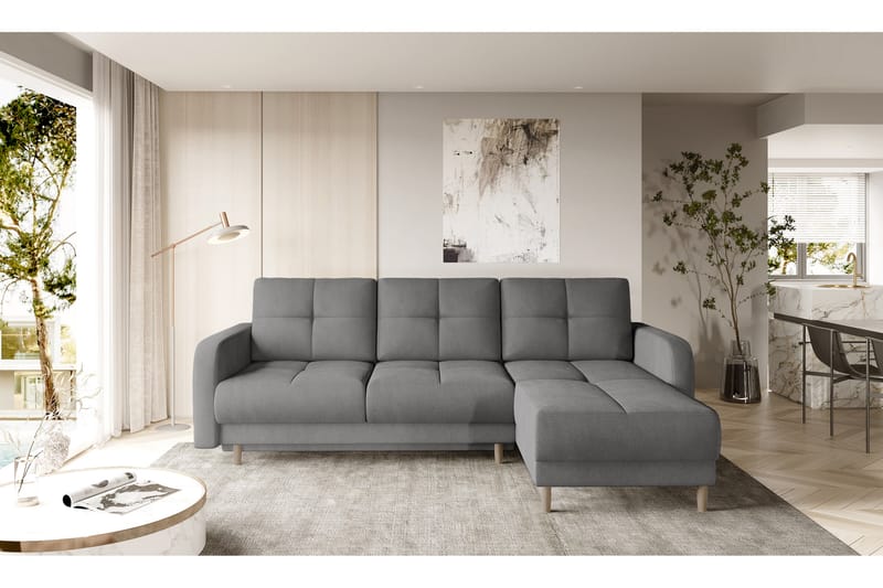 Saimon Bäddsoffa m. Divan med Förvaring 3-sits - Grå - Möbler - Soffa - Bäddsoffa