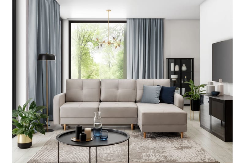 Saimon Bäddsoffa m. Divan med Förvaring 3-sits - Grå - Möbler - Soffa - Bäddsoffa